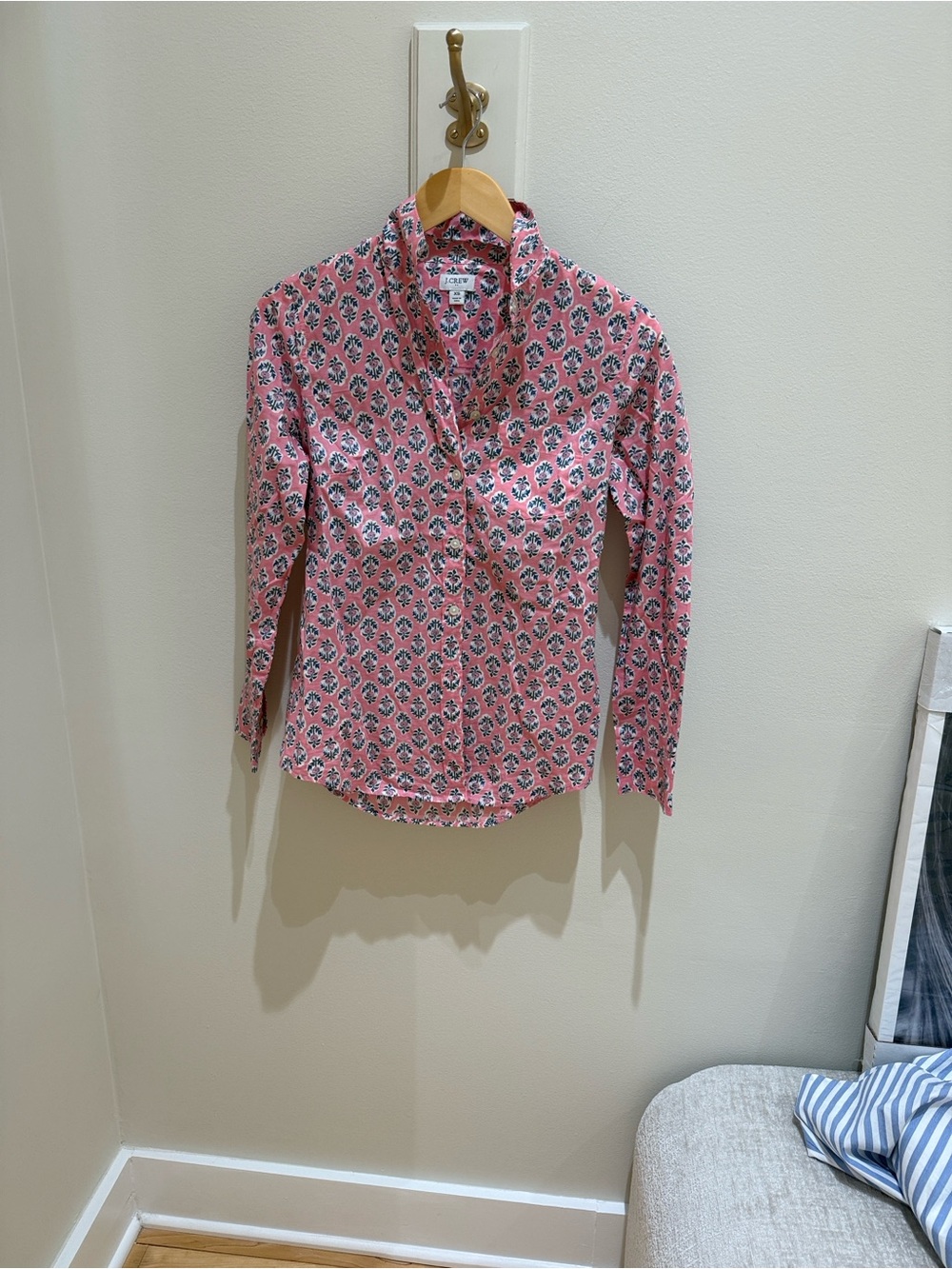 J. Crew Pink Floral-Print Button Down Shirt
